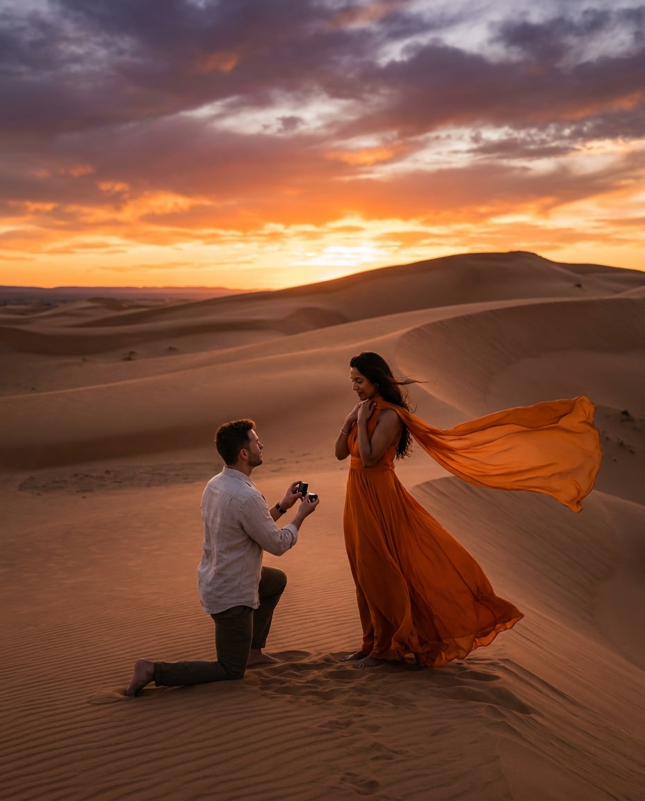 Desert Sunset Dunes AI portrait example — Gemini AI Prompt for Proposal