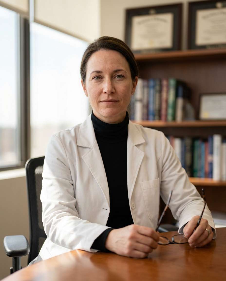 Doctor Office Window Light AI portrait example — Gemini AI Doctor Photo Prompt