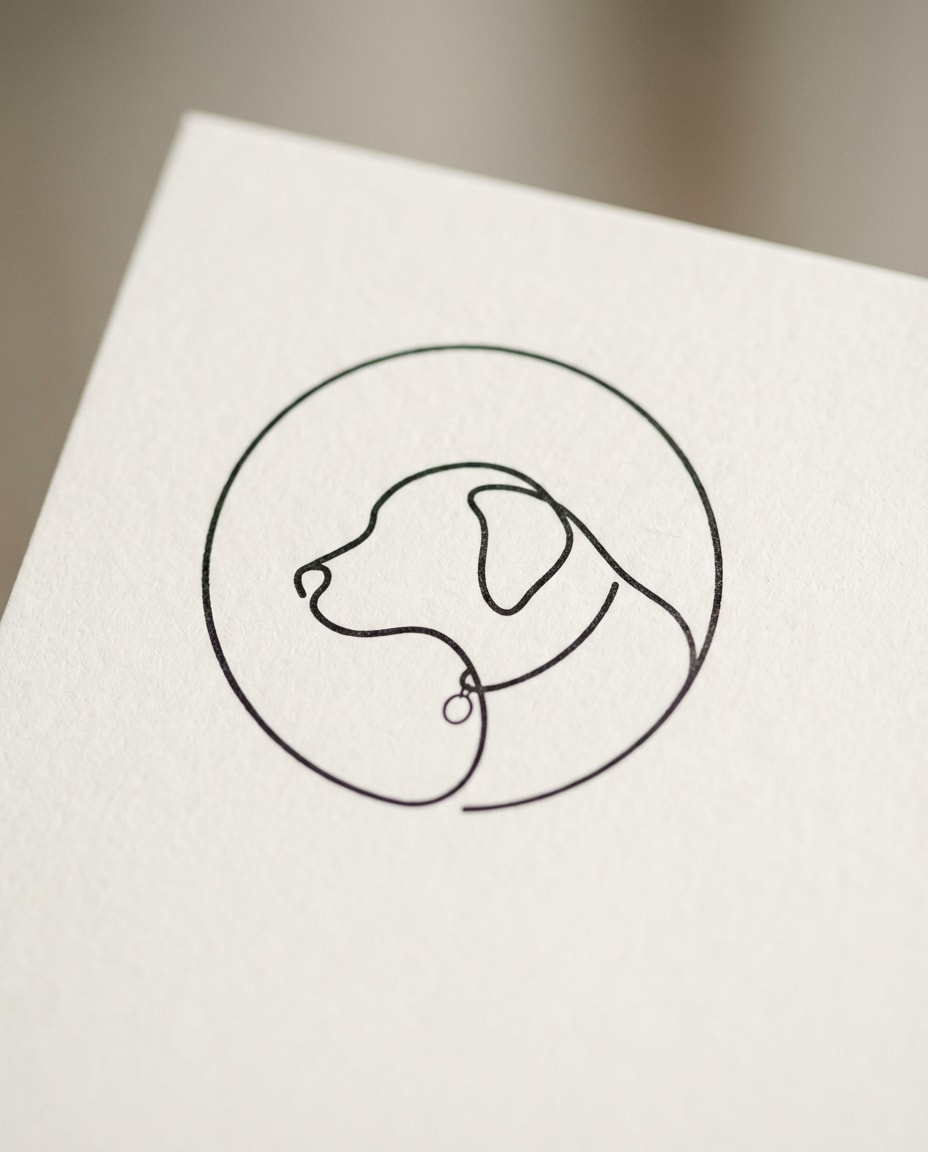 Dog Profile Badge AI portrait example — AI Minimalist Line Art Prompt