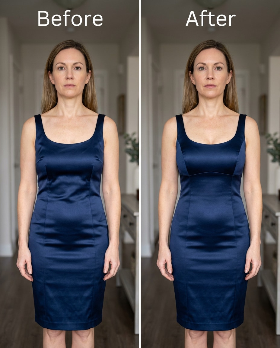 Dress Fit Improvement AI portrait example — AI Breast Expansion Prompts for Gemini & ChatGPT: 25+ natural retouch ideas