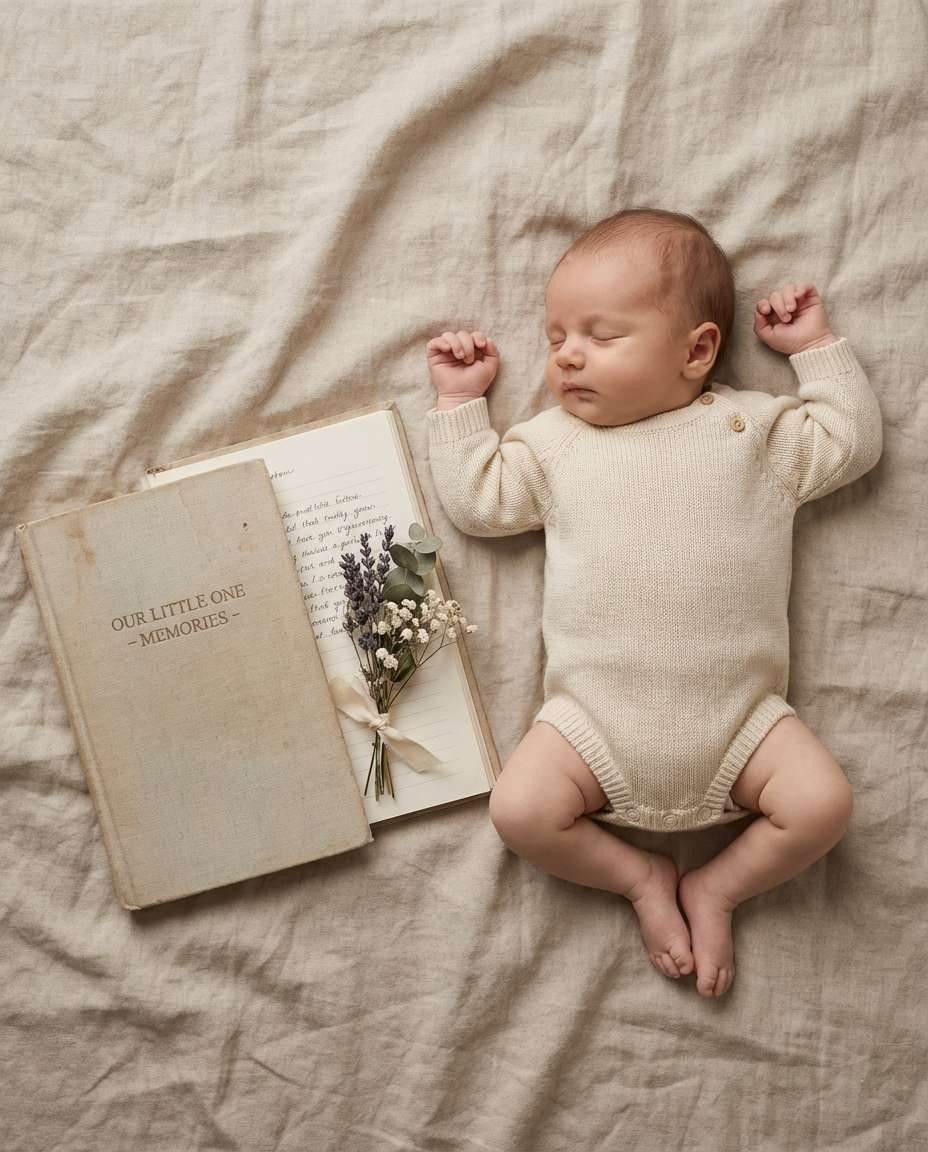 Dried Flowers Keepsake AI portrait example — AI Baby Flower Photo Prompt