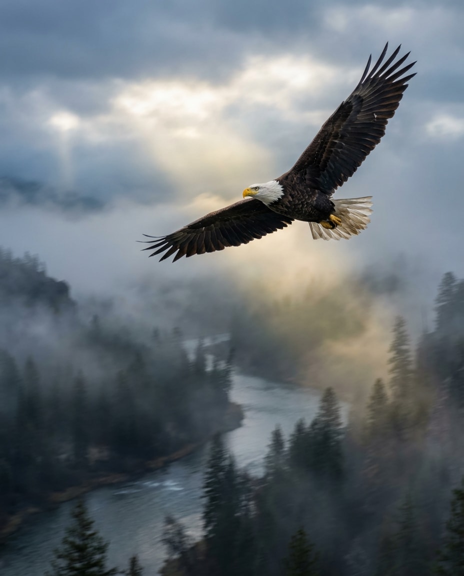 Eagle In Flight AI portrait — Gemini AI Bird Prompt