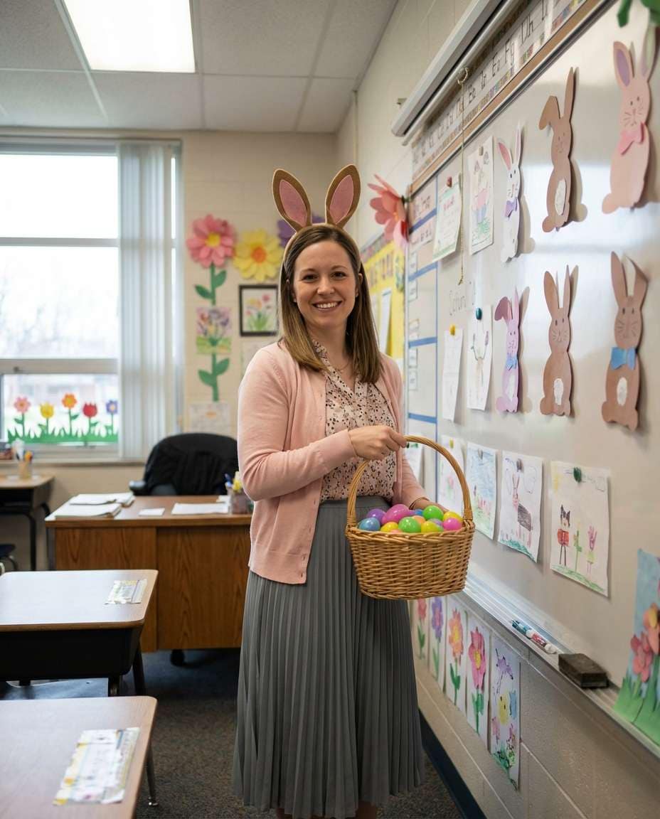 Easter Bunny Classroom AI portrait example — AI Easter Bunny Photography Prompt