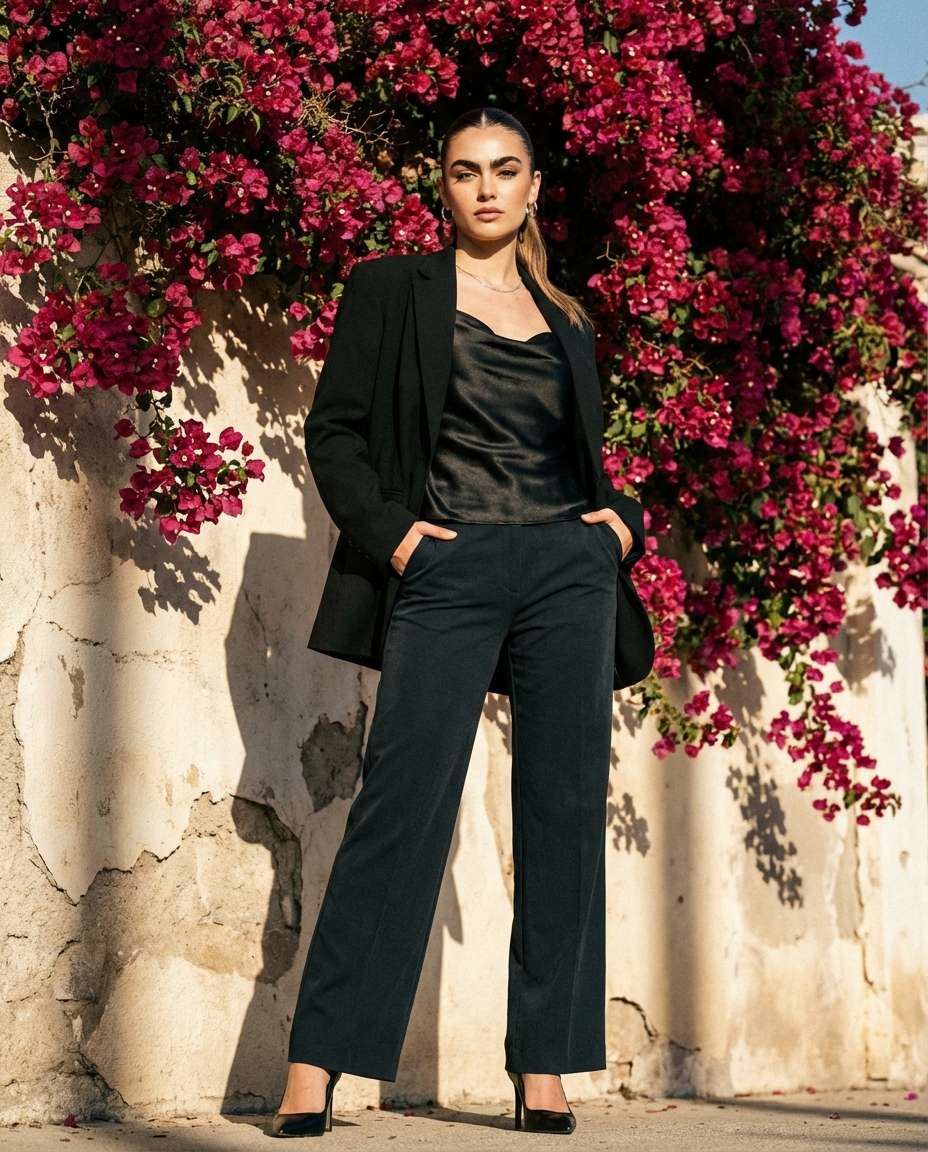 Editorial Wall Pose AI portrait