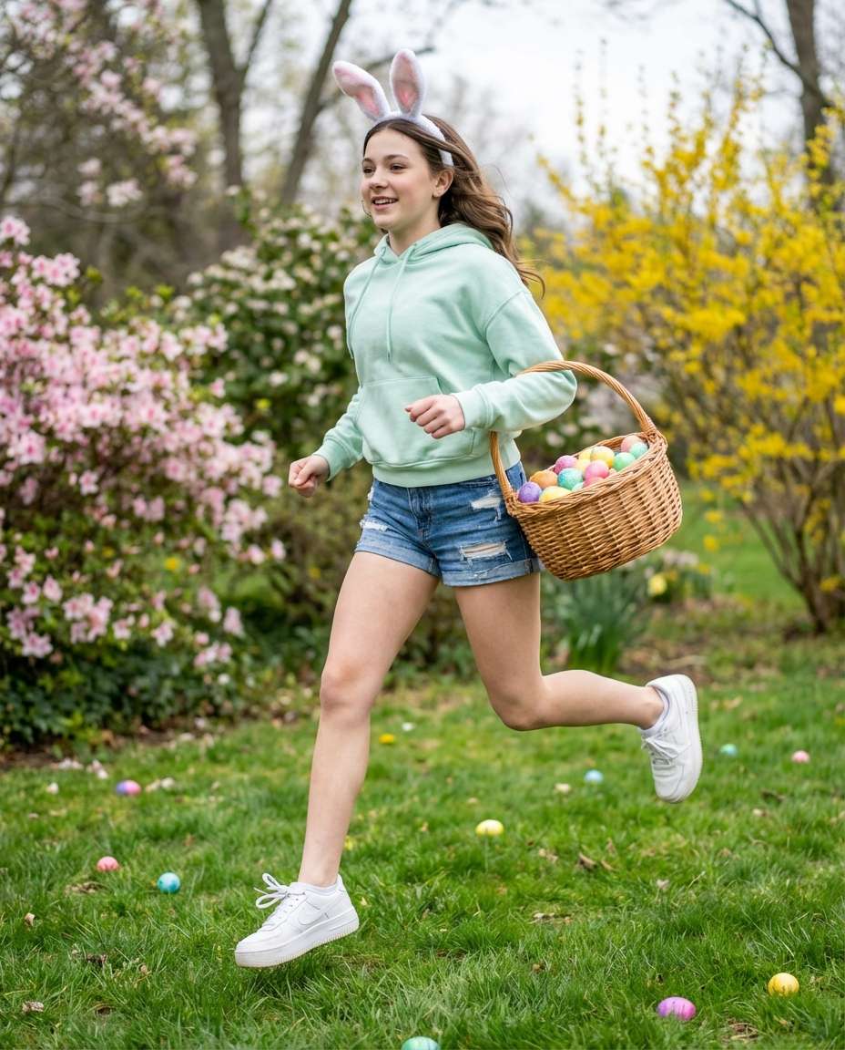Egg Hunt Action Shot AI portrait
