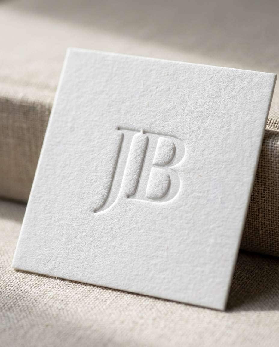 Embossed Initials AI portrait — AI Minimalist Card Prompts