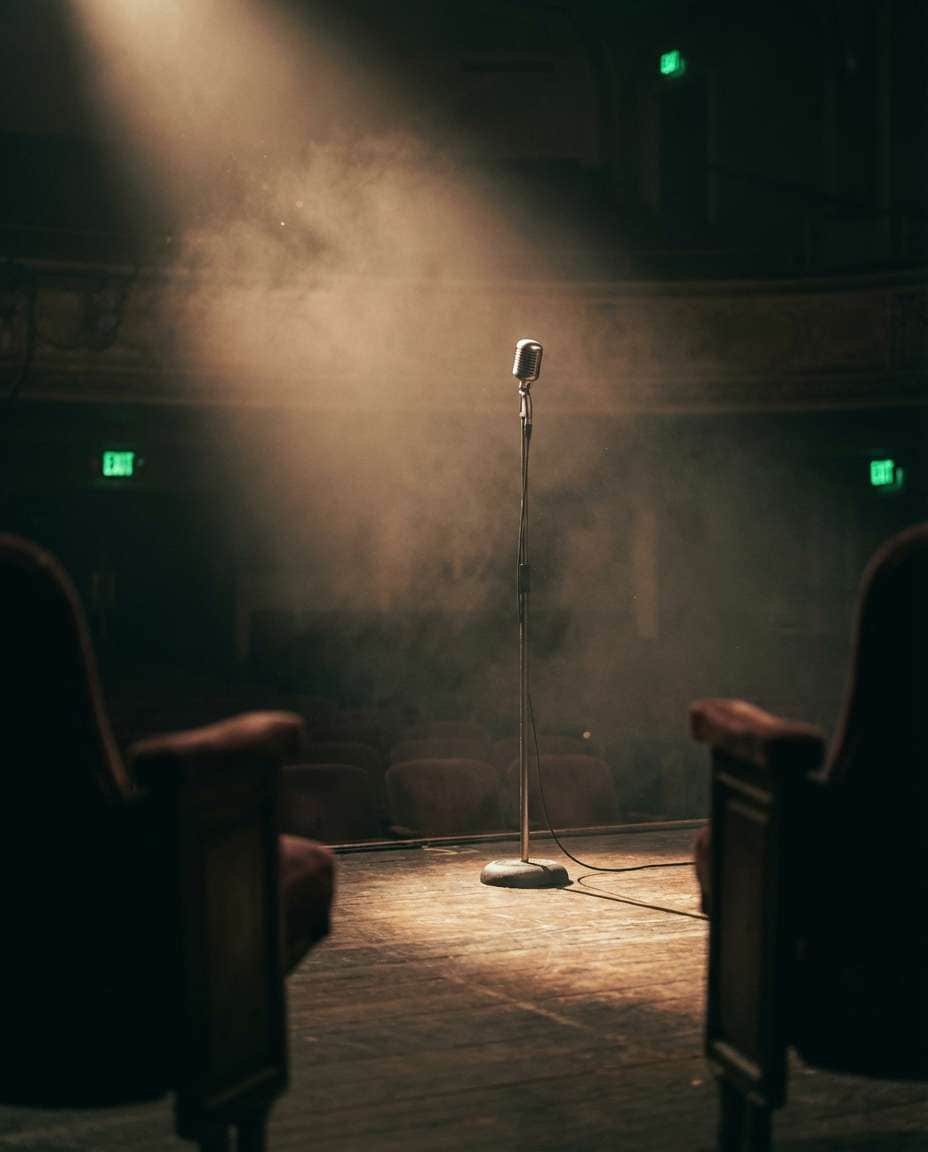 Empty Stage Atmosphere AI portrait — Gemini AI Singer Photo Prompts