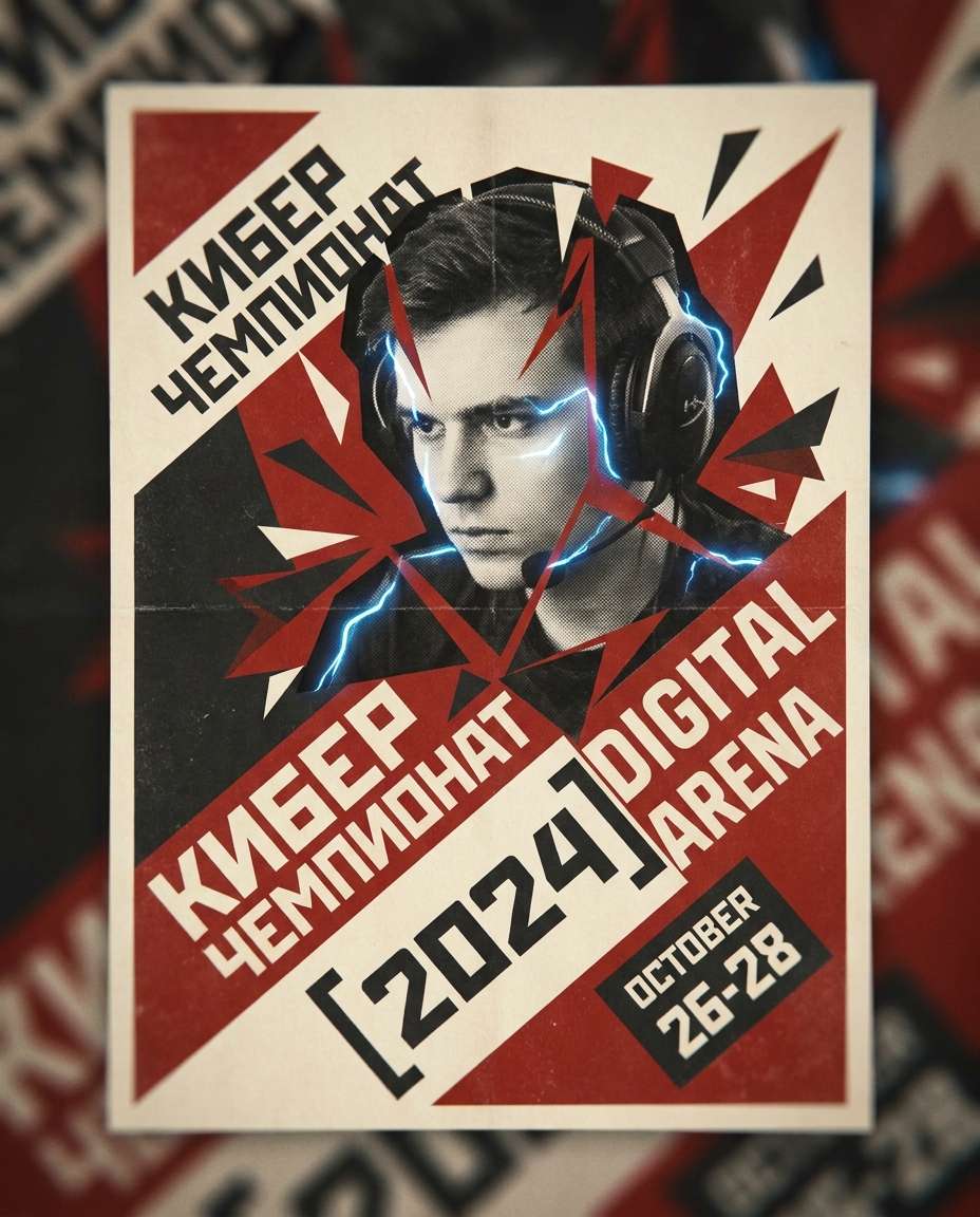 Esports Tournament Hype AI portrait — Gemini & ChatGPT AI Constructivism Poster Prompts