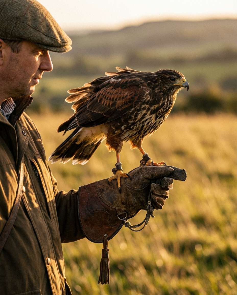 Falconer Glove Hawk AI portrait — Gemini AI Bird Prompt