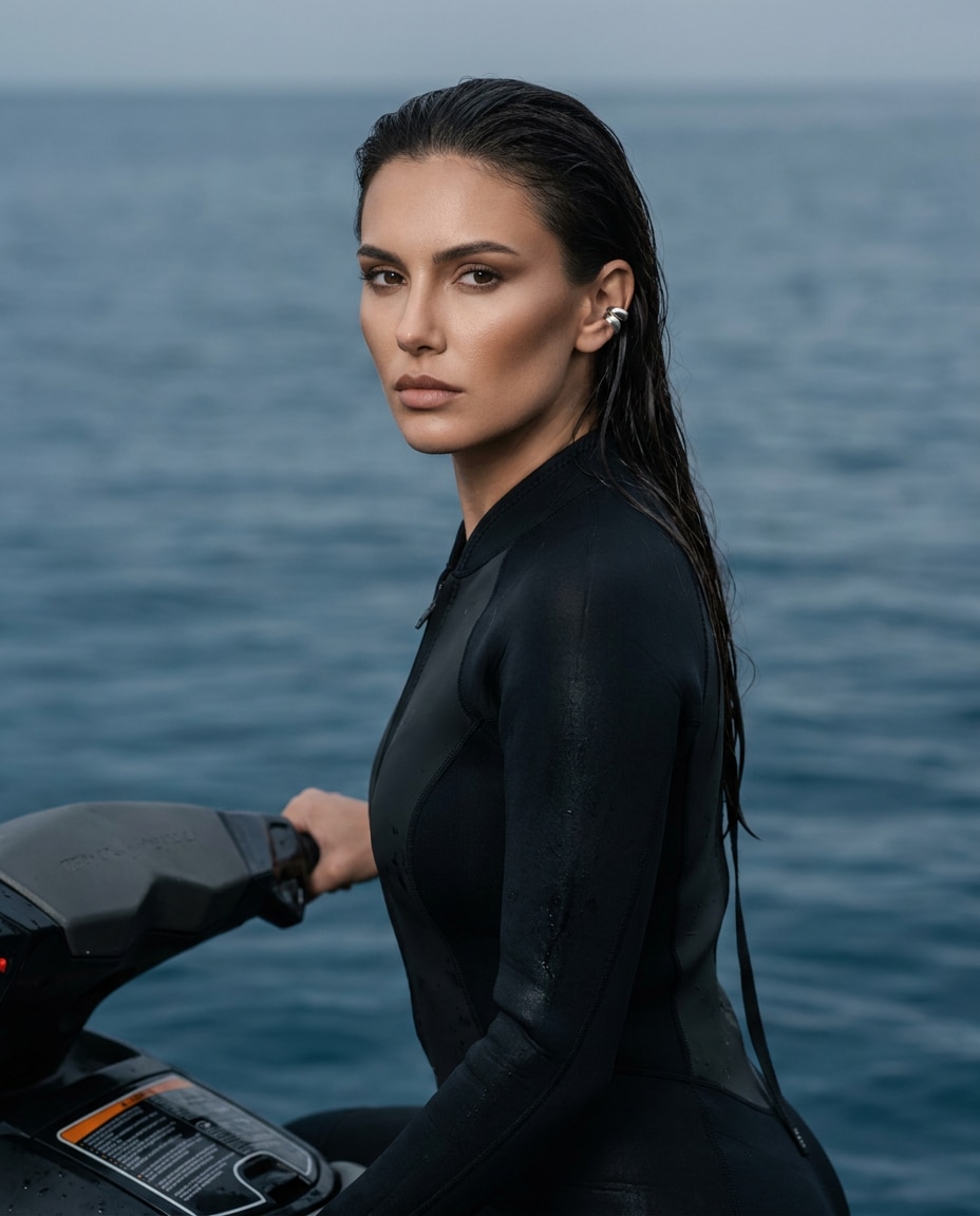 Fashion Editorial Jet Ski AI portrait example — Gemini AI Jet Ski Photo Prompts for Cinematic, Realistic Action Shots