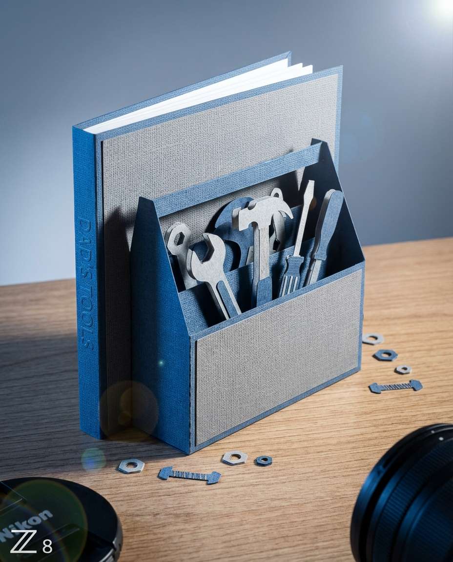 Father's Day Toolbox AI portrait example — AI 3D Pop-up Card Prompt