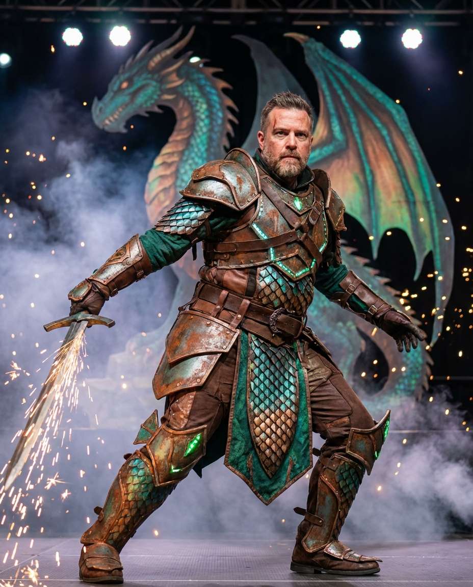 Festival Cosplay Armor AI portrait example — Gemini AI Dragon Photo Prompt