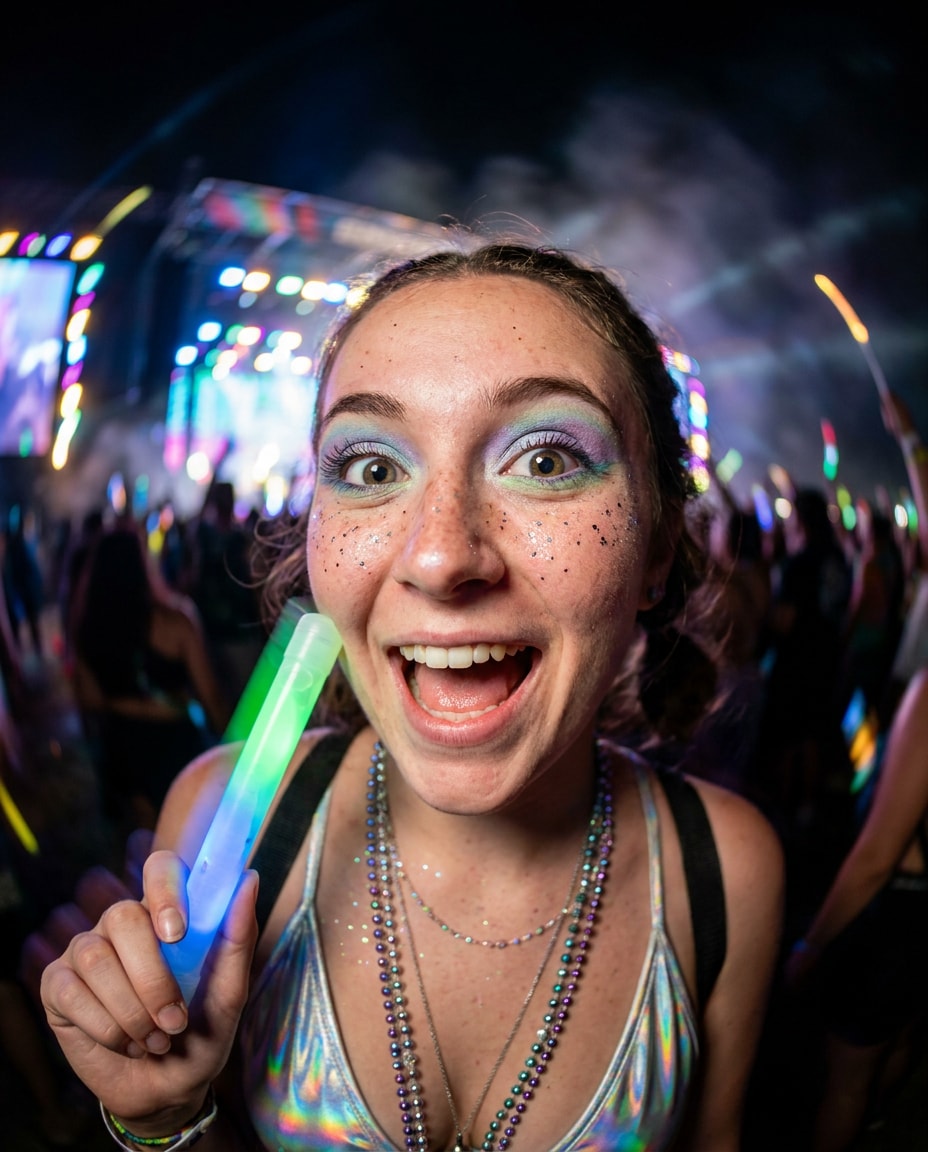 Festival Glitter Look AI portrait — Free Copy & Paste