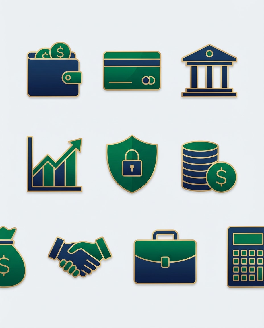 Finance Symbol Pack AI portrait — AI Icon Design Prompt
