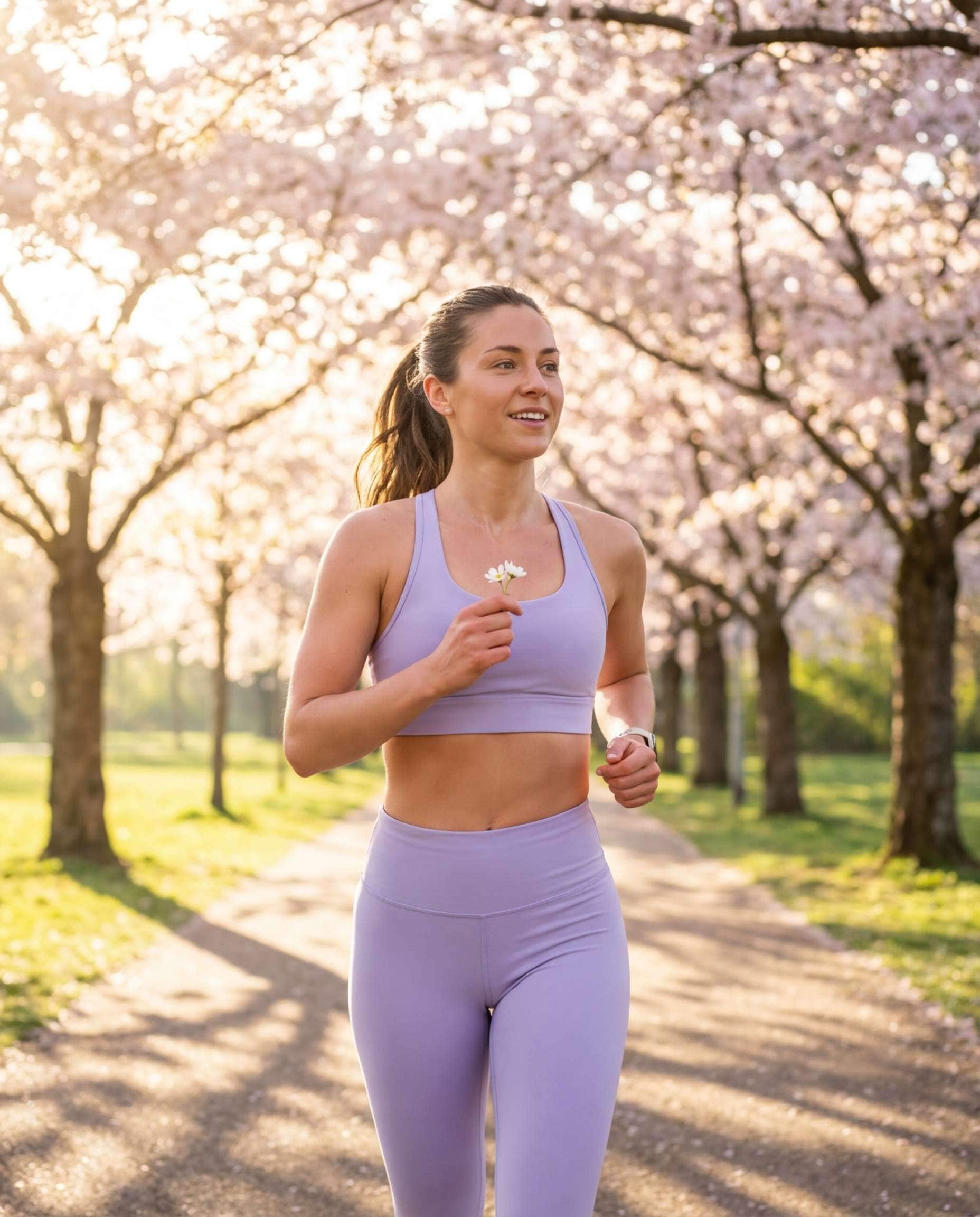 Fitness Floral Path AI portrait example — AI Flower Photo Prompt for Girls