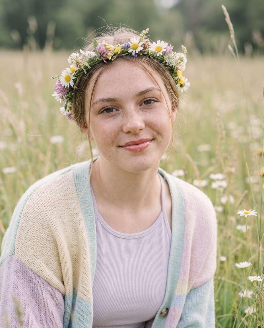 Flower Crown Close-Up AI portrait