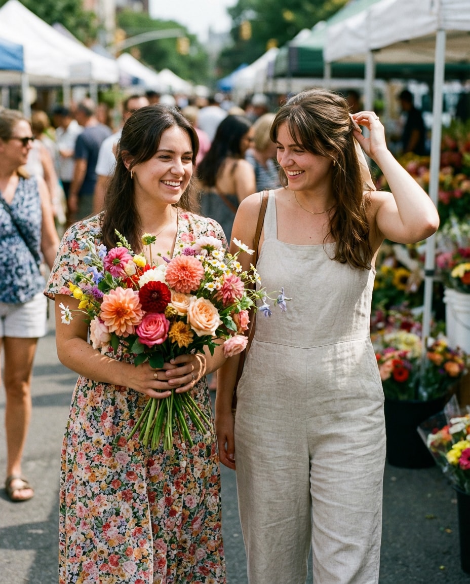 Flower Market Stroll AI portrait — Gemini Prompt for Sisters