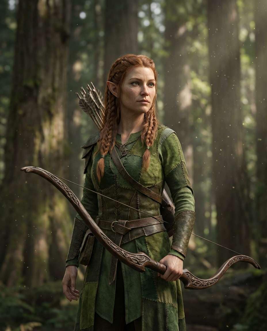 Forest Elf Archer AI portrait — Gemini AI Fairytale Prompt