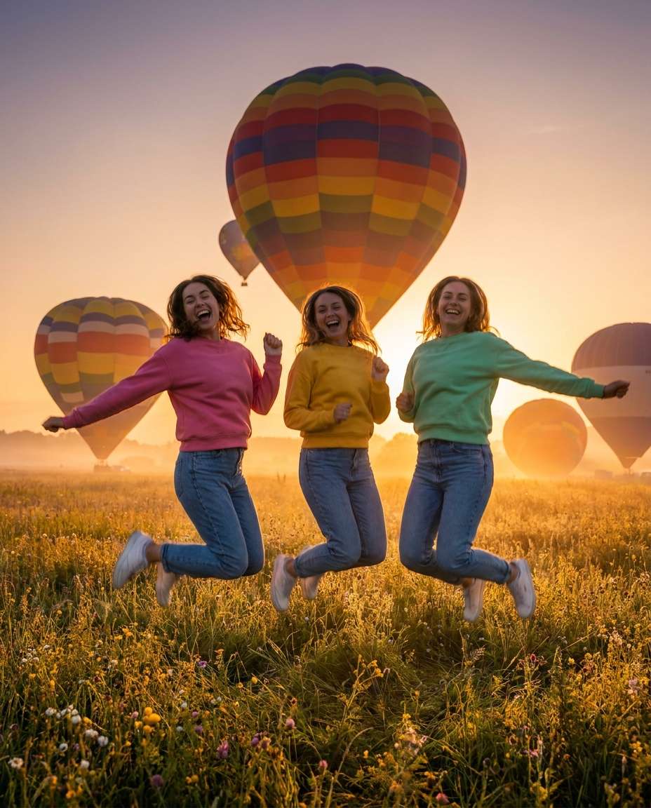 Friends Jumping Moment AI portrait