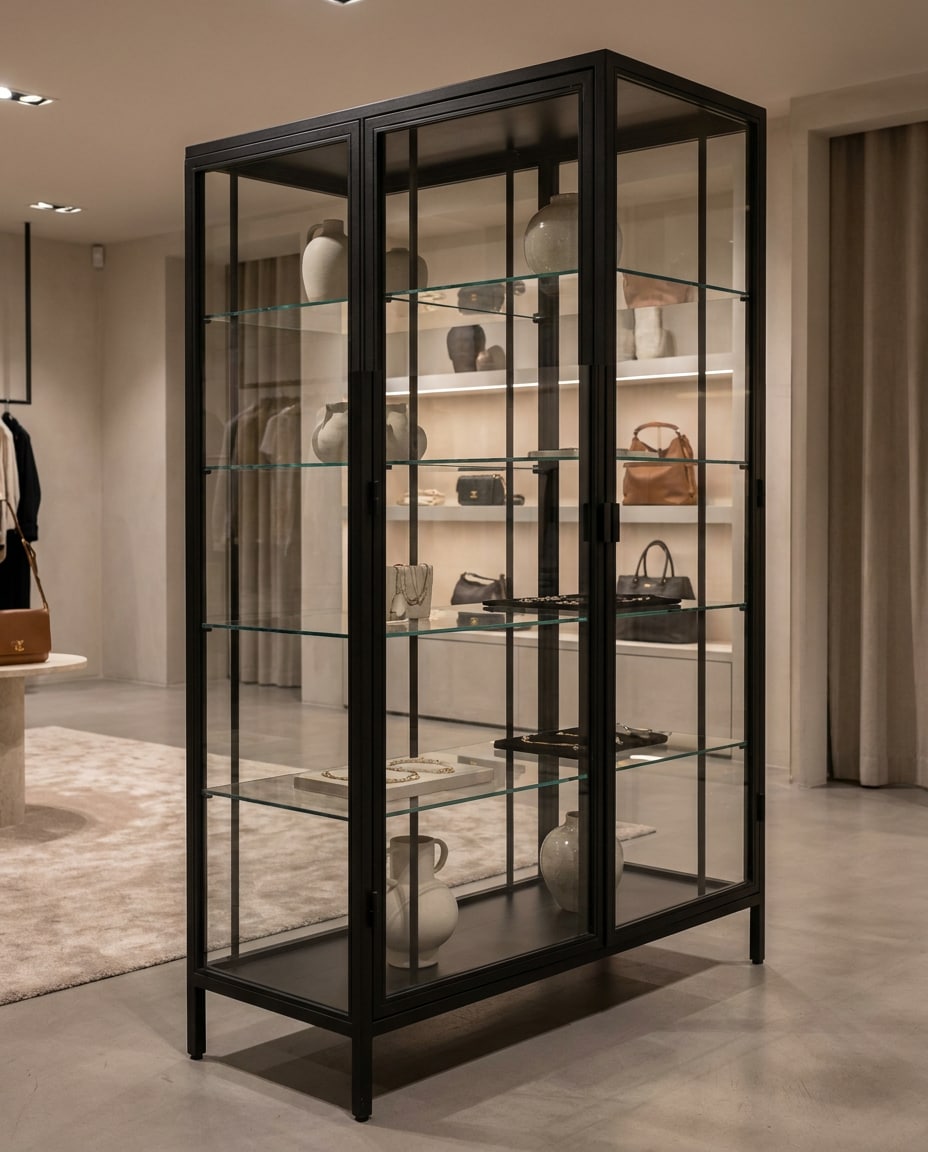Glass Display Cabinet AI portrait — Gemini AI Prompt for Furniture