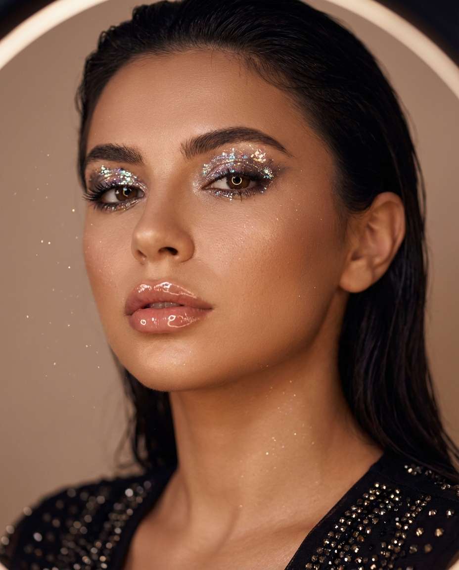 Glitter Glam Close-Up AI portrait — Gemini AI Singer Photo Prompts