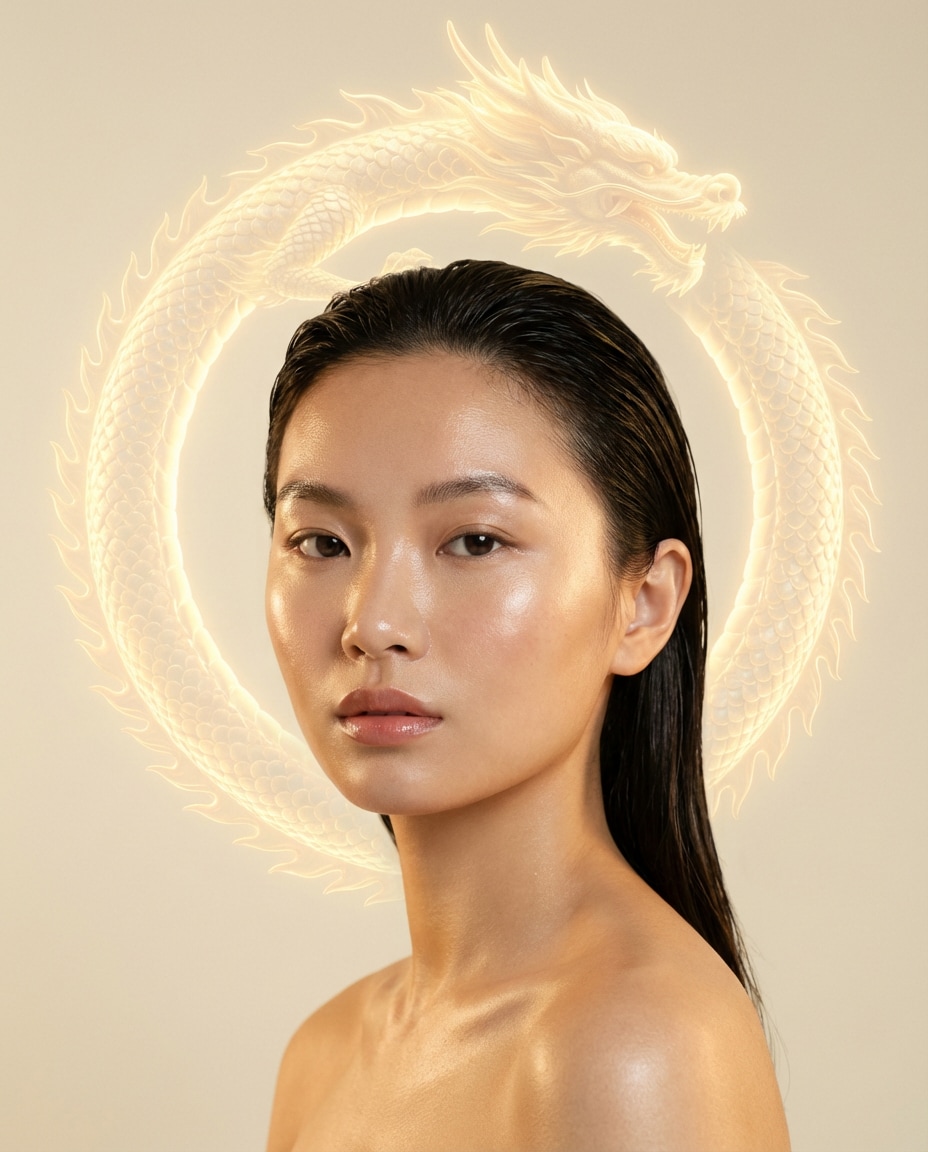 Golden Dragon Halo AI portrait example — Gemini AI Dragon Photo Prompt