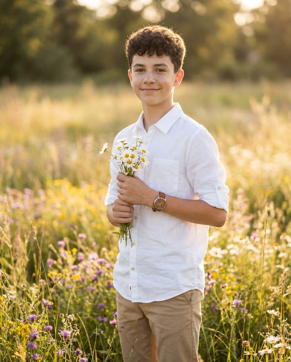 Golden Hour Field AI portrait