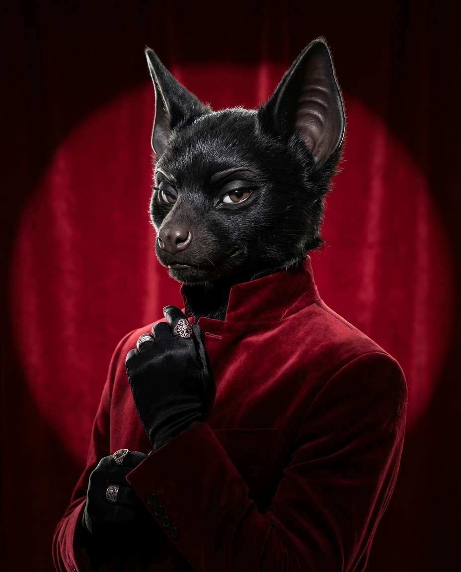 Goth Velvet Glam AI portrait example — Gemini AI Furry Prompt