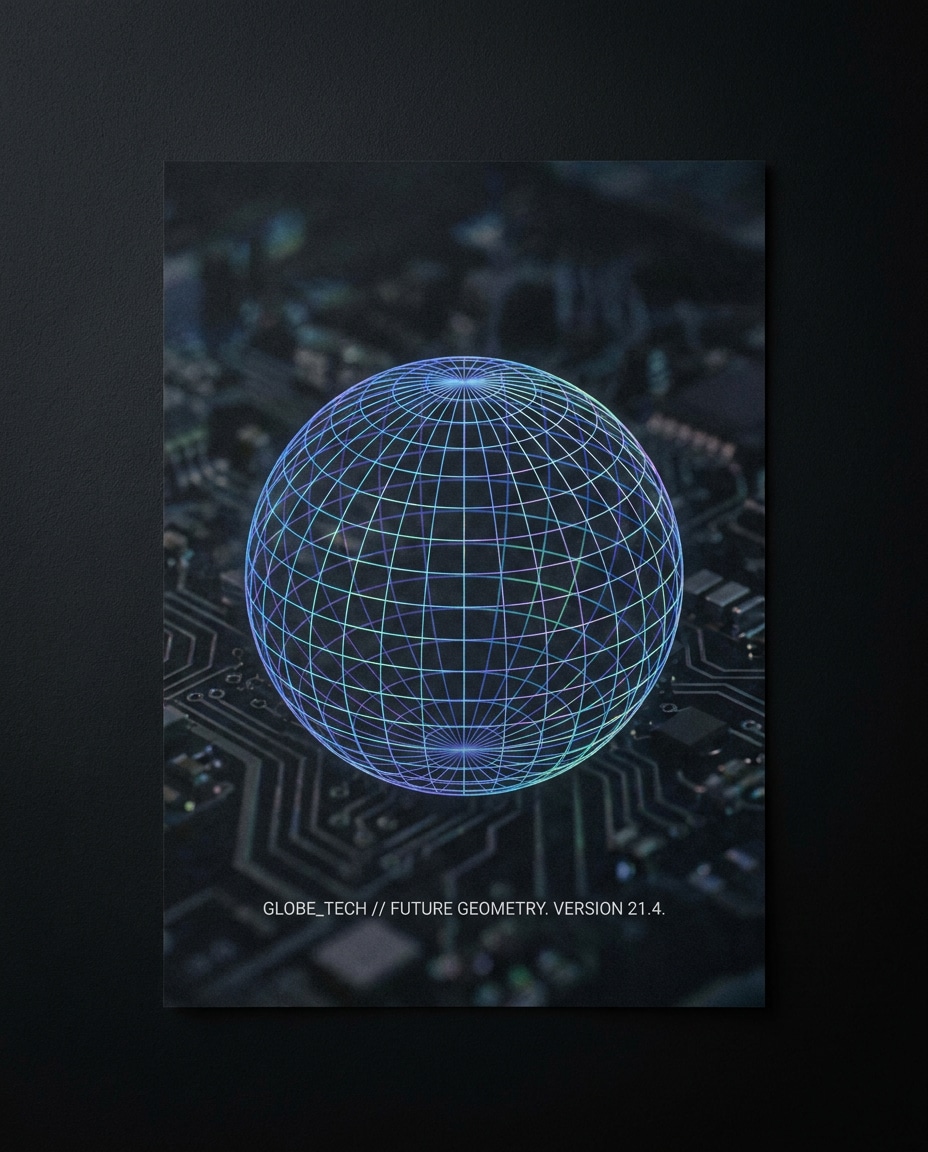 Gradient Wireframe Sphere AI portrait — Geometric Poster Prompts