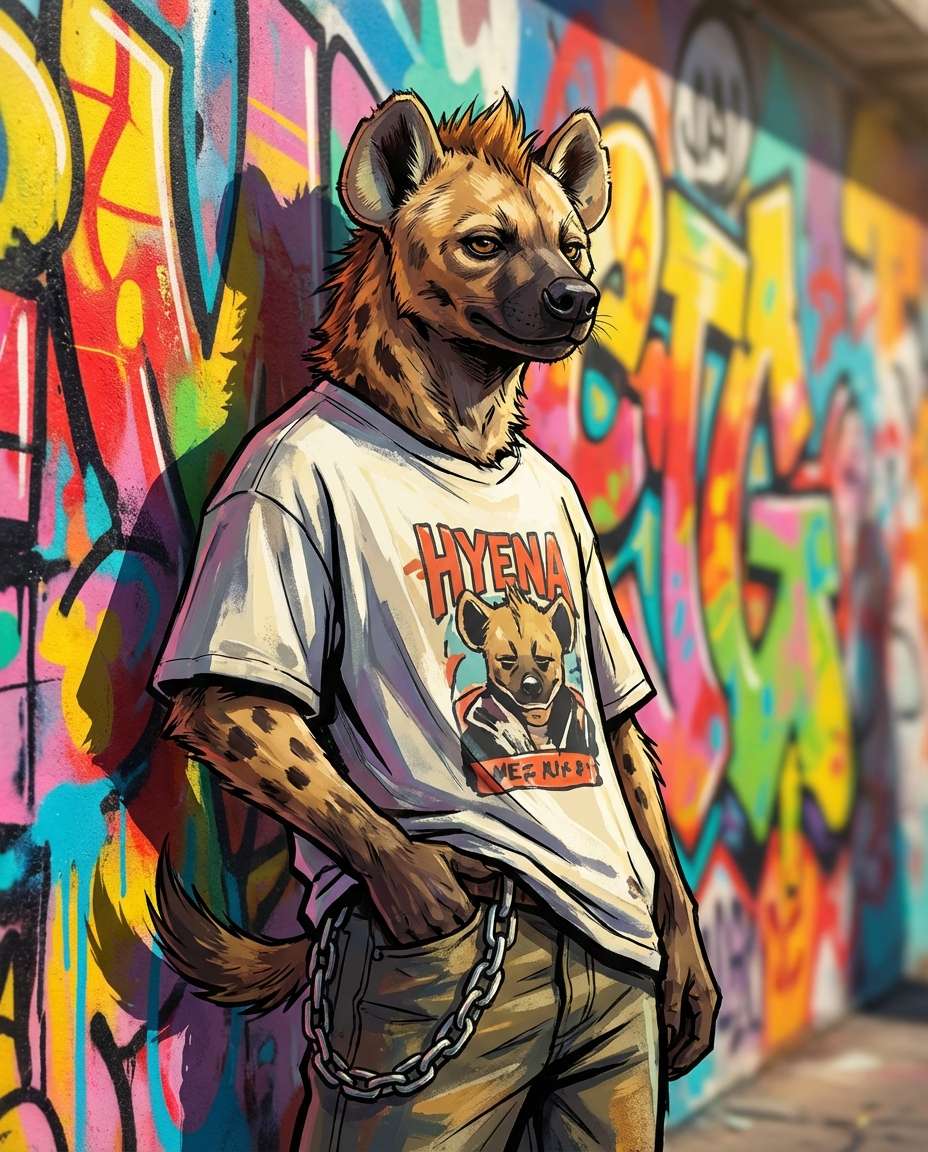 Graffiti Wall Portrait AI portrait example — Gemini AI Furry Prompt