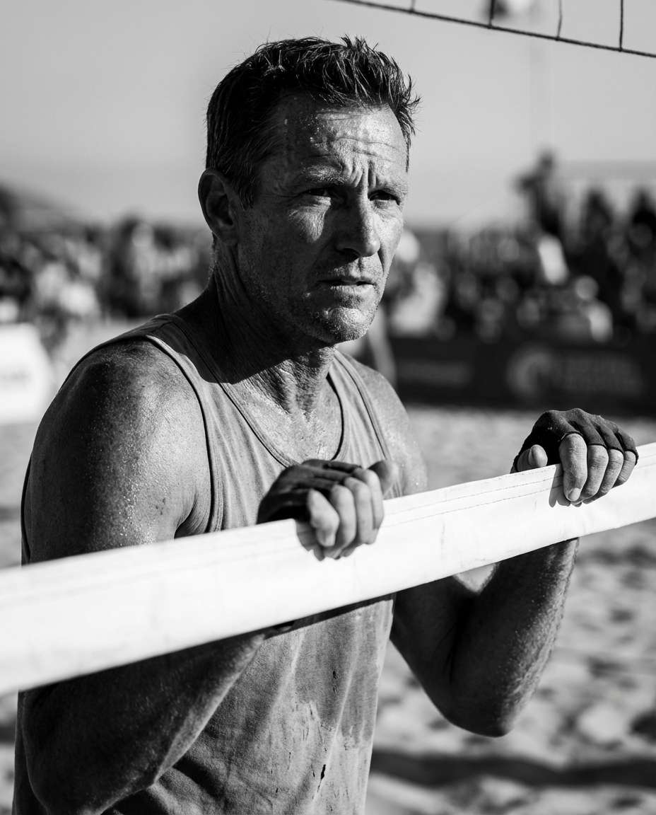 Gritty Black And White AI portrait example — Gemini AI Volleyball Player Photo Prompts