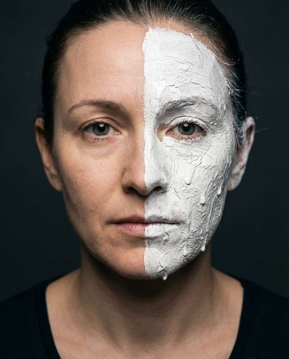 Half Face Paint Drip AI portrait example — Gemini AI Half Face Prompt