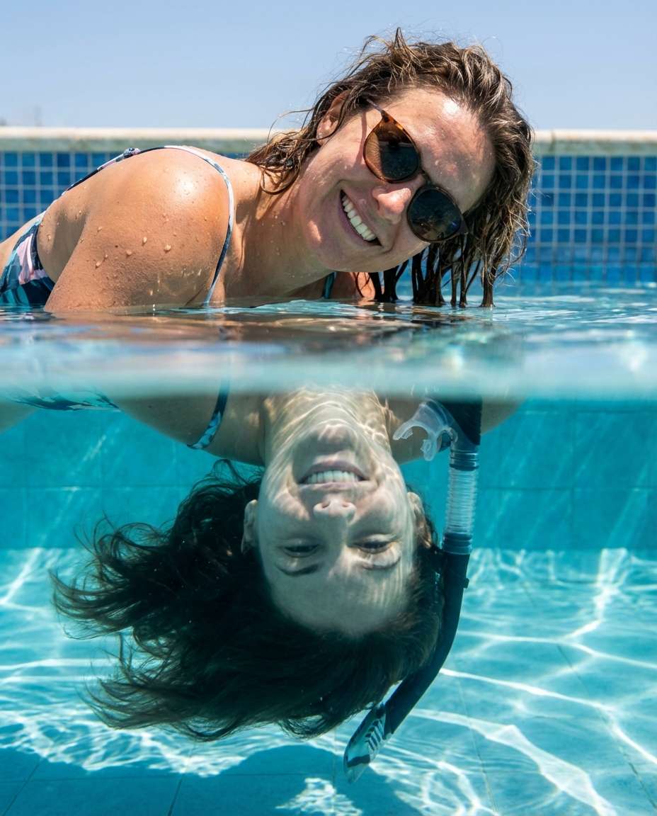 Half Underwater AI portrait