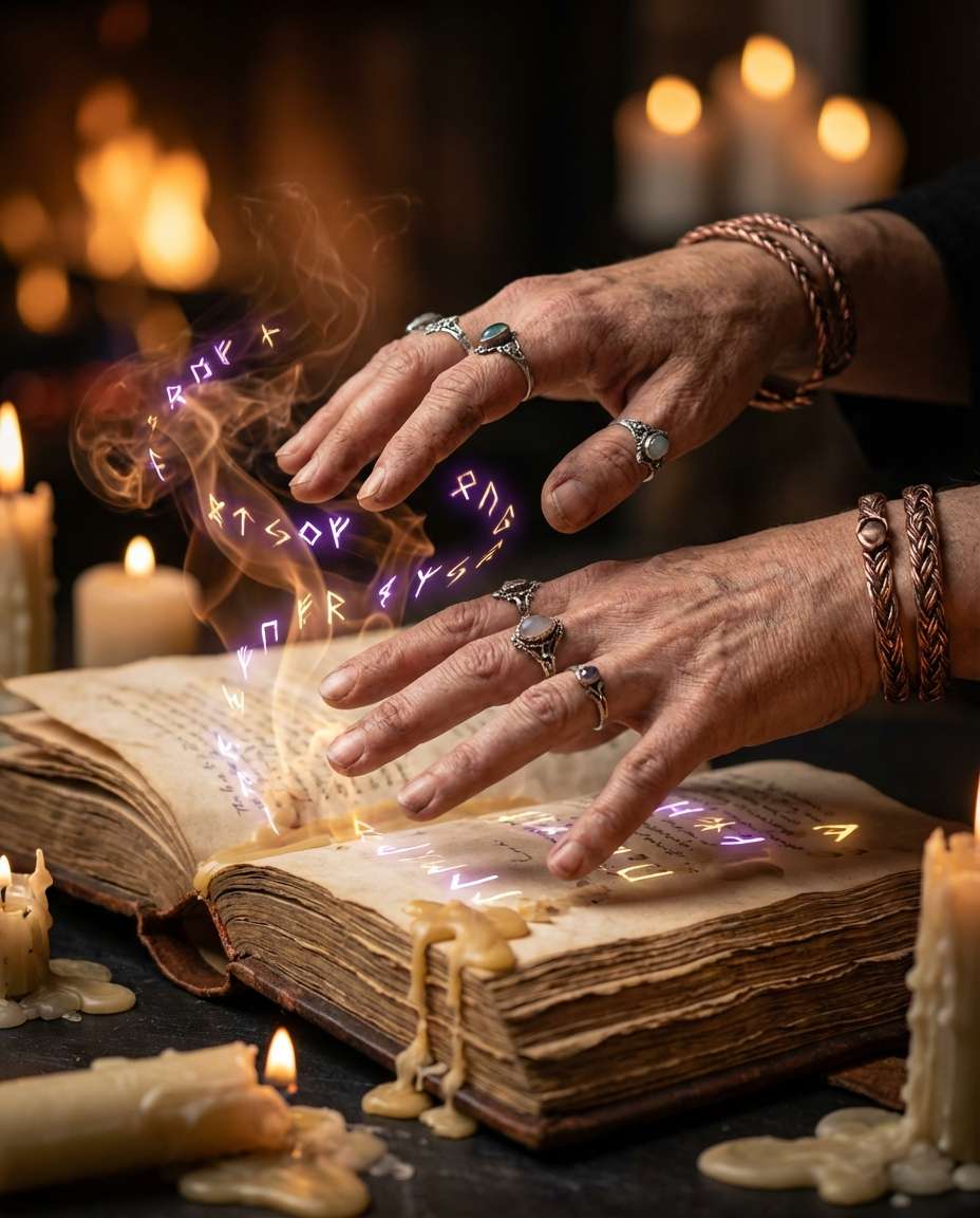 Hands Casting Spell AI portrait — Gemini AI Fairytale Prompt