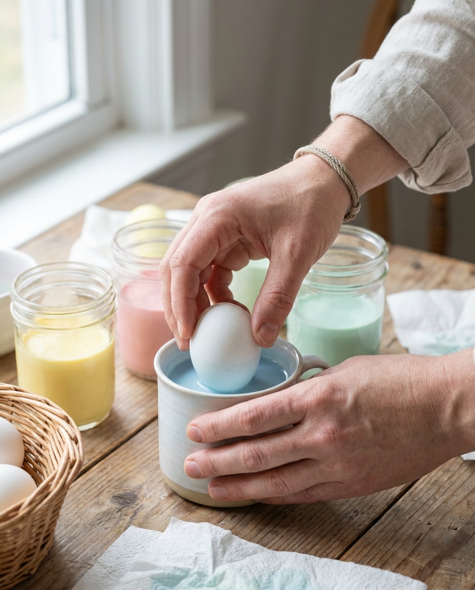 Hands With Dye Cups AI portrait example — AI Easter Egg Photography Prompt