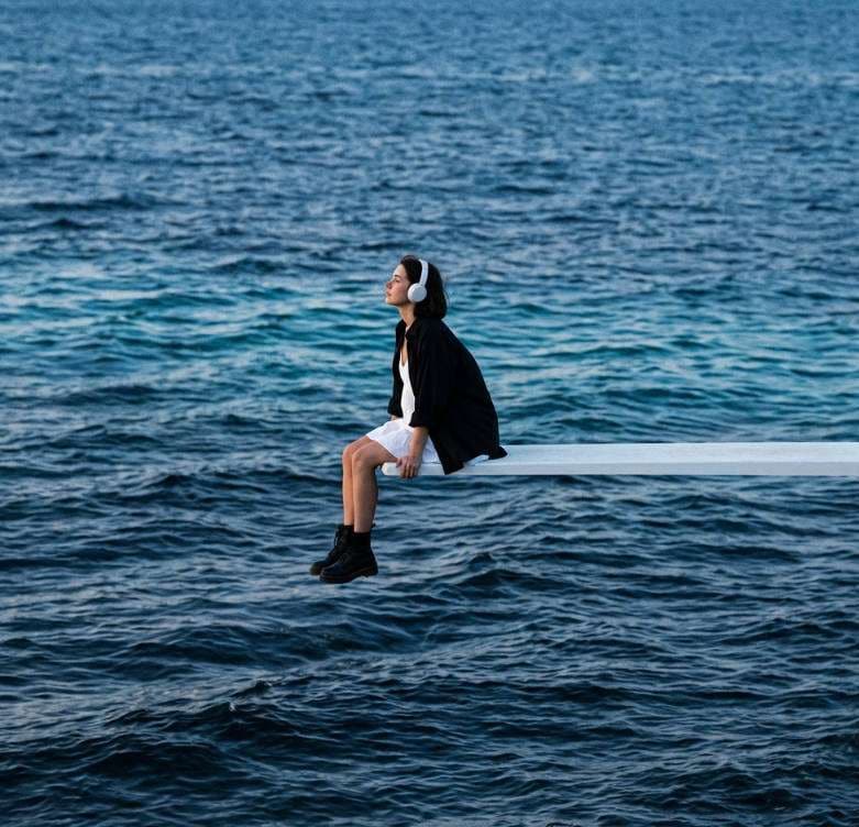 Headphone Woman Portrait AI portrait — Gemini AI Prompt Sza Over The Sea