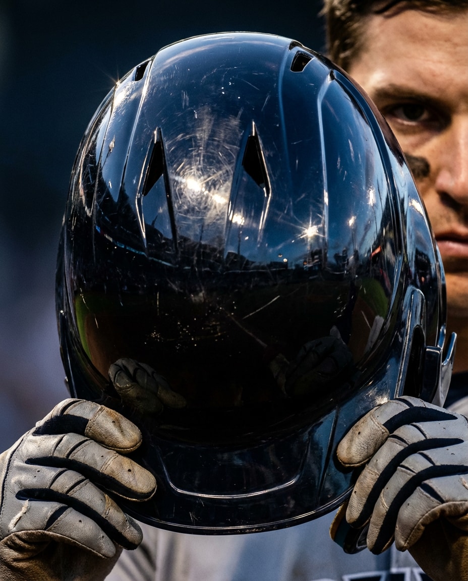 Helmet Reflection AI portrait — Gemini AI Baseball Photo Prompts
