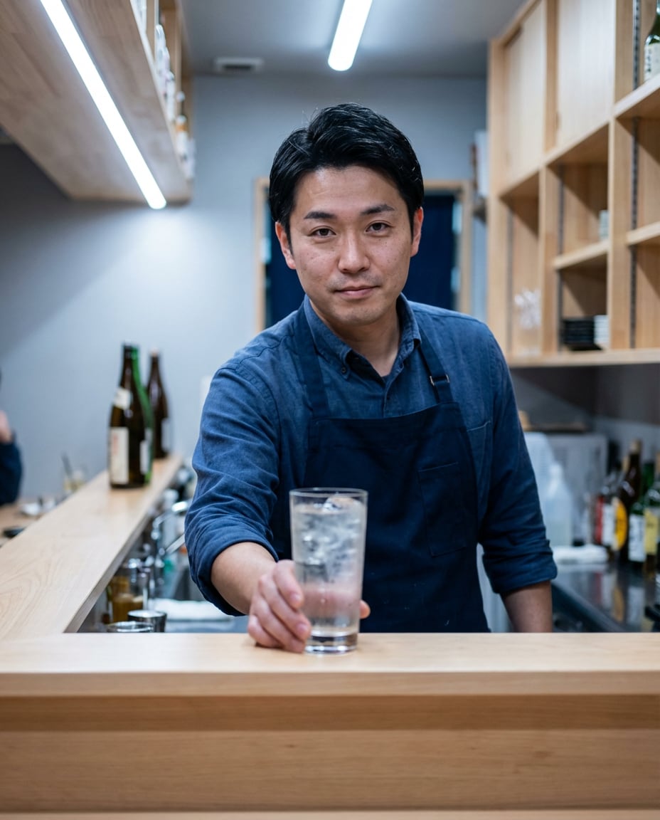 Highball Minimalism AI portrait example — Gemini AI Bartender Photo Prompts