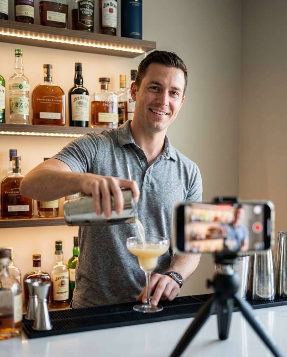 Home Bar Creator AI portrait example — Gemini AI Bartender Photo Prompts