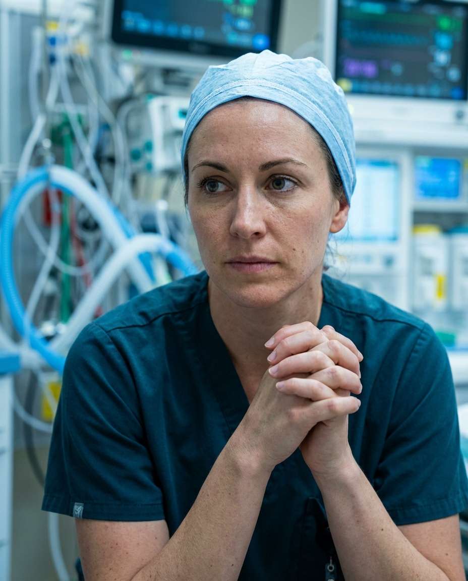 ICU Focused Look AI portrait example — Gemini AI Doctor Photo Prompt