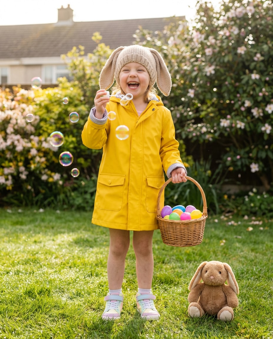Kids Bunny Bubble Fun AI portrait example — AI Easter Bunny Photography Prompt
