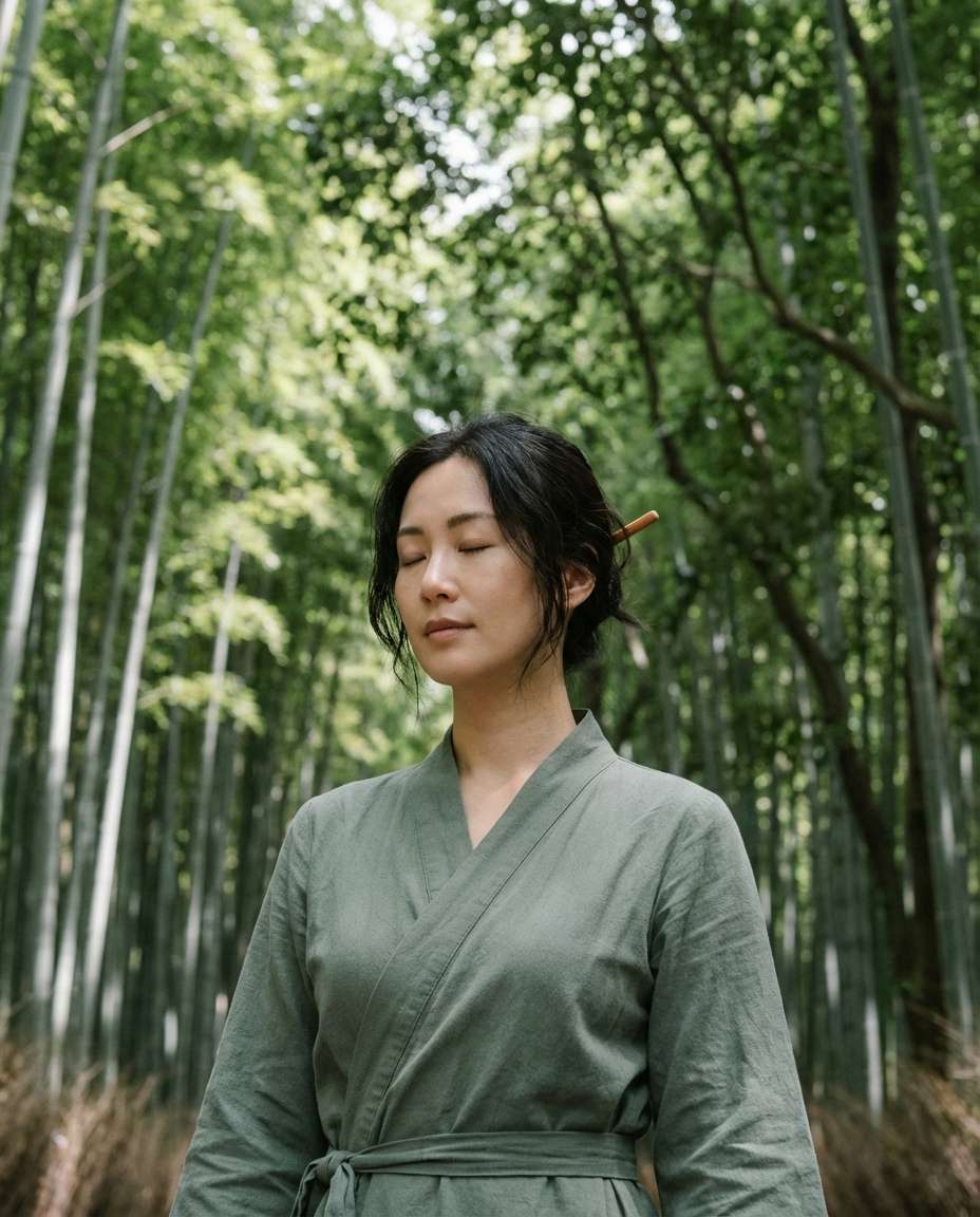 Kyoto Bamboo Serenity AI portrait example — AI Travel Photography Prompt