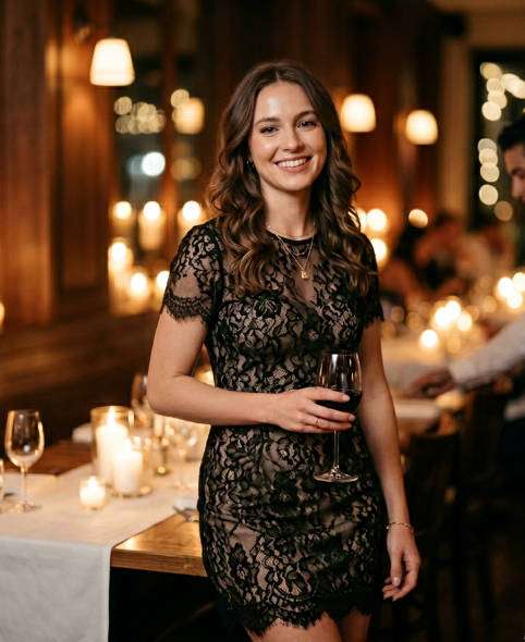 Lace Date Night AI portrait — Gemini AI Short Dress Prompt