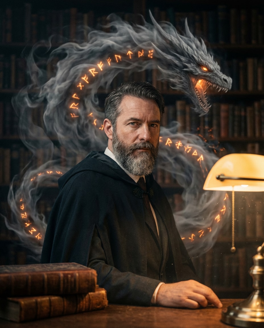 Library Spell Summon AI portrait example — Gemini AI Dragon Photo Prompt