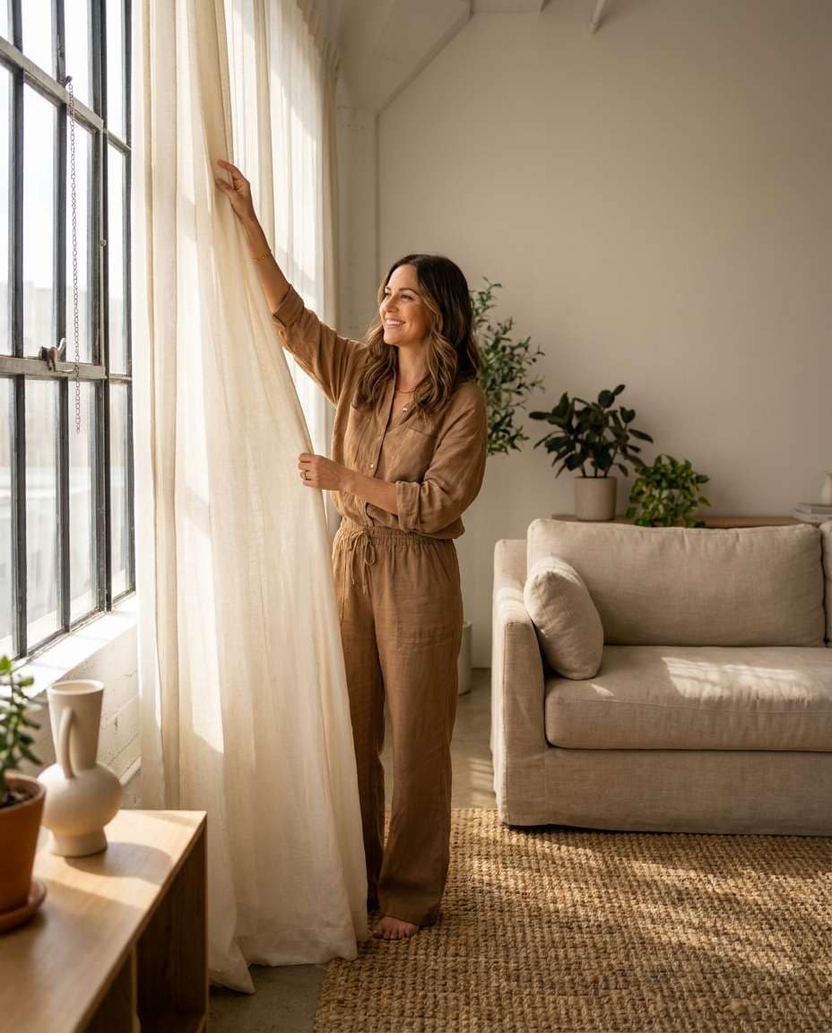 Living Room Reveal AI portrait — Gemini AI Curtain Image Prompts
