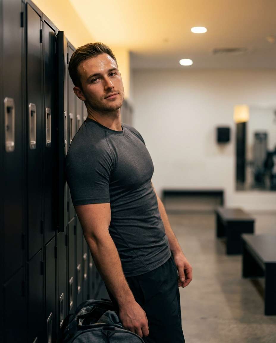 Locker Room Portrait AI portrait — Gemini Gym Photo Prompt