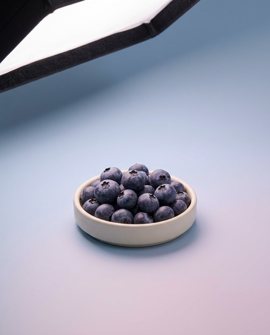 Luxury Blueberry Packshot AI portrait example — AI Blueberry Image Prompts for Gemini & ChatGPT