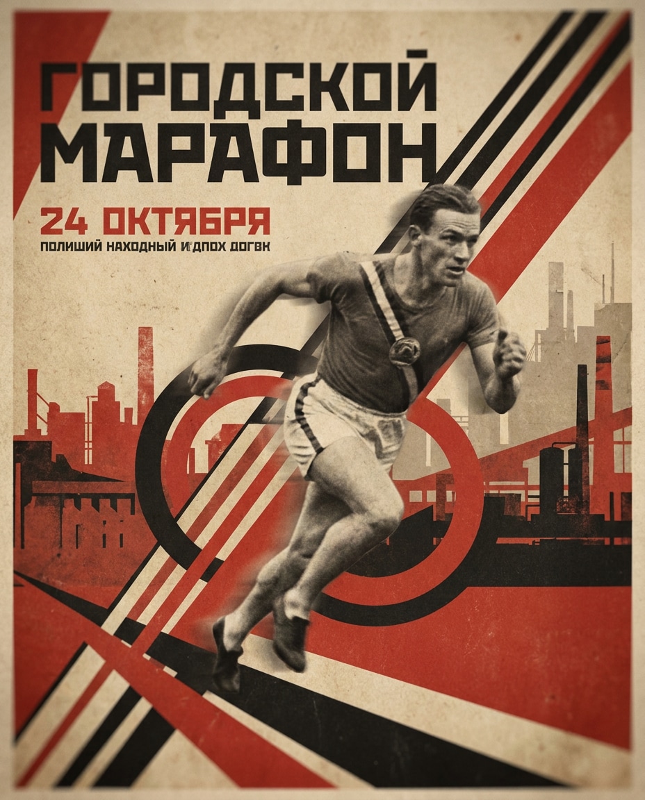 Marathon Motivation AI portrait — Gemini & ChatGPT AI Constructivism Poster Prompts