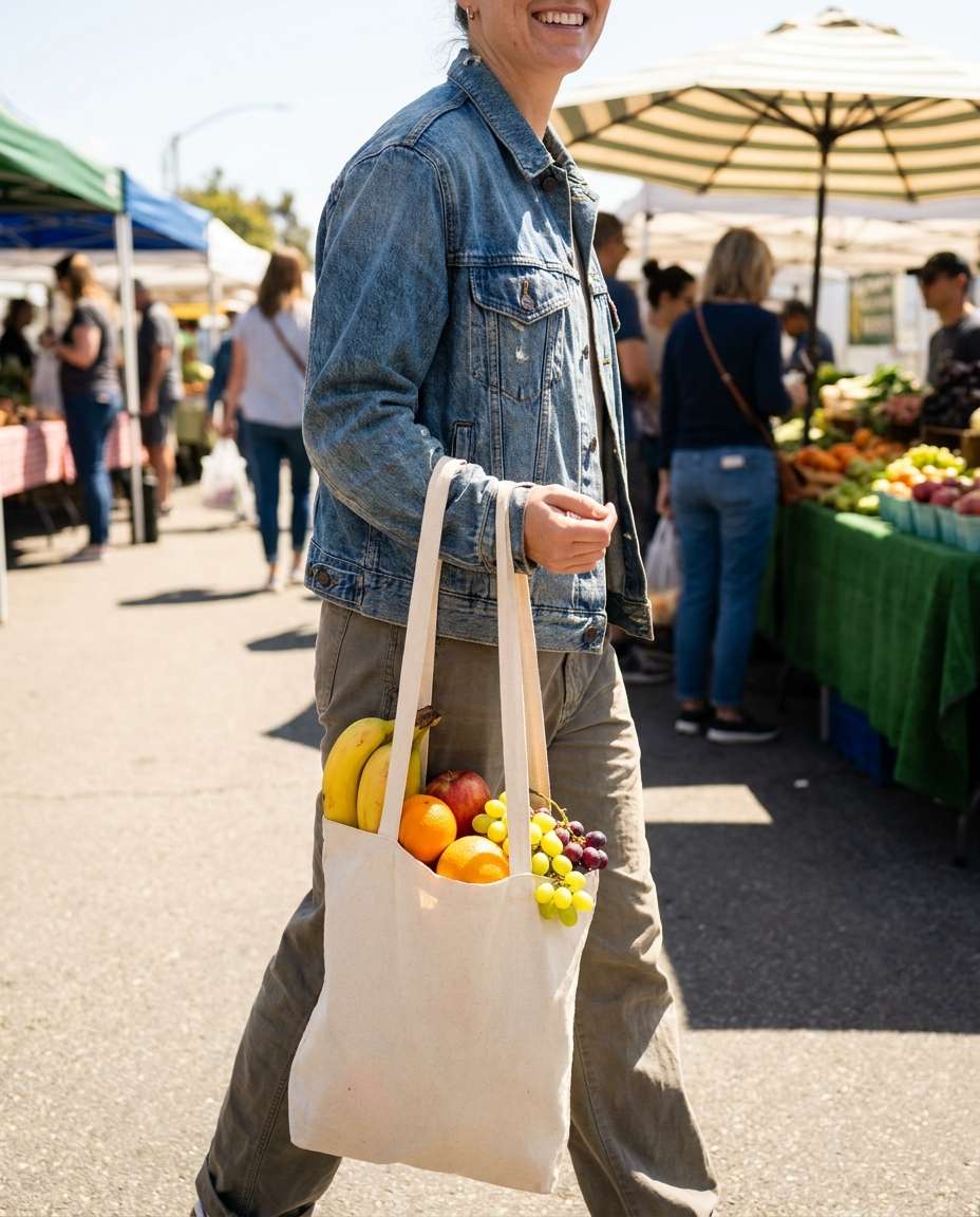 Market Tote Overflow AI portrait example — Fruit Wallpaper AI Prompts