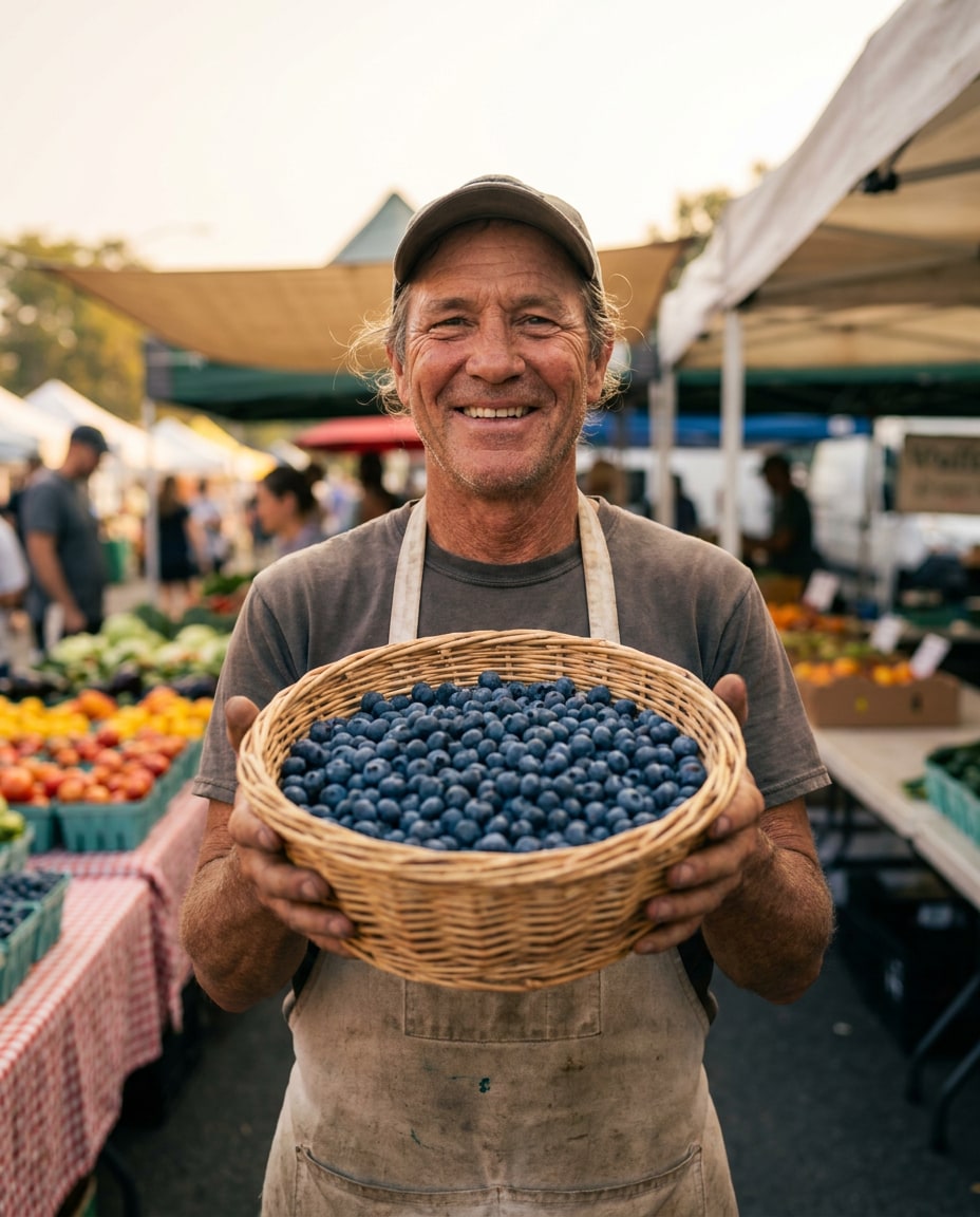 Market Vendor Portrait AI portrait — AI Blueberry Image Prompts for Gemini & ChatGPT